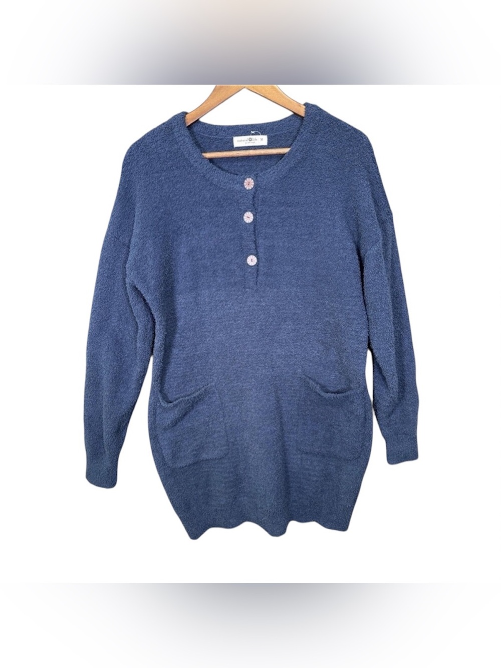 Natural Life Sweater Fuzzy Dress Tunic Medium Henley Granola Cozy Cabincore